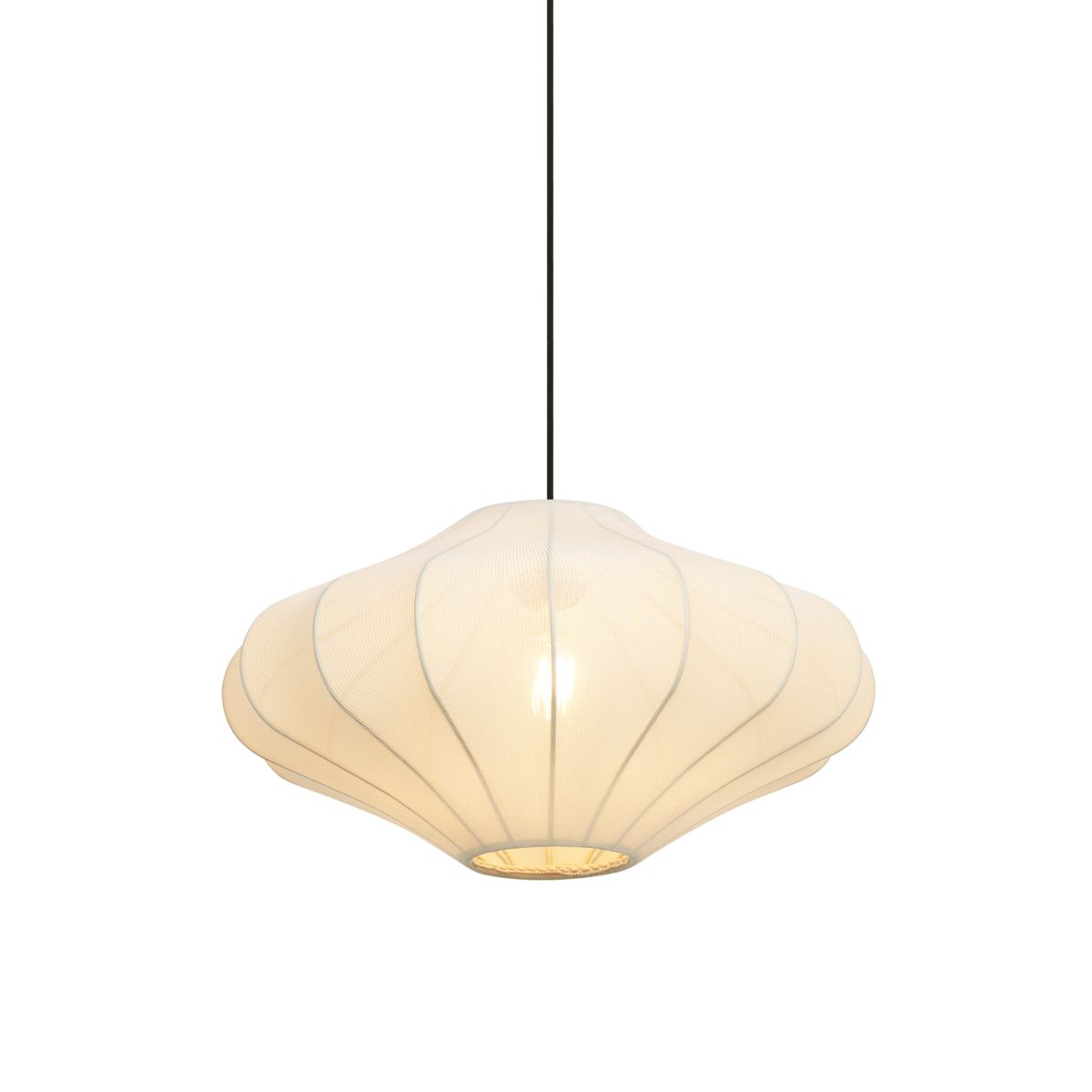 Japandi hanglamp beige met stoffen kap 50cm - Plu