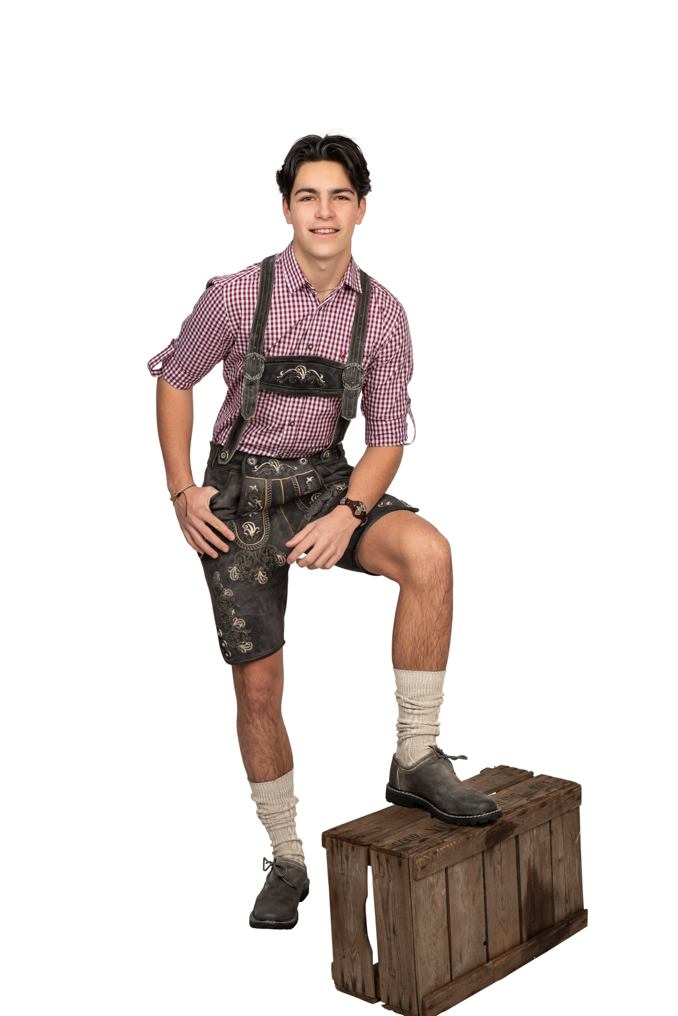Lederhose Bruin Grijs Heren Kort Antiek