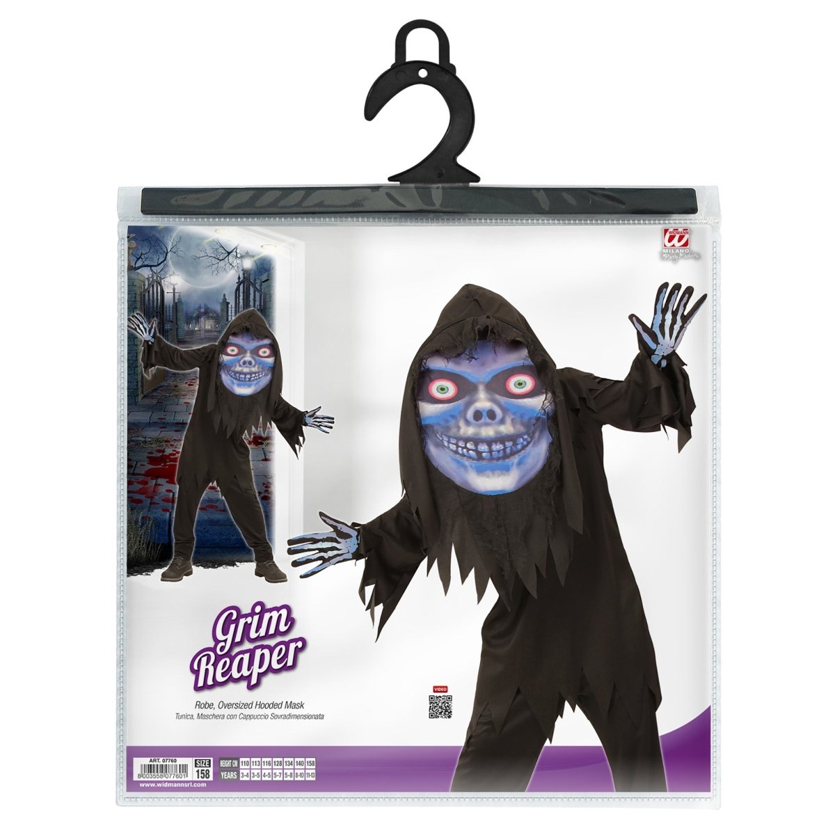 Halloween Kostuum Blauw Paars Kind Magere Hein