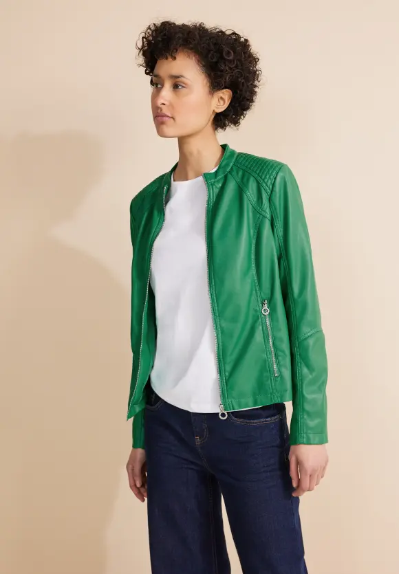 Kurze Bikerjacke - arty green