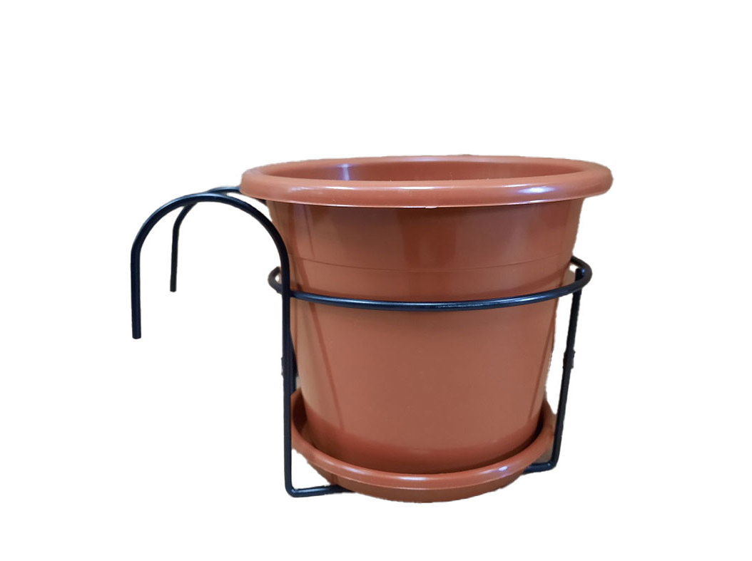 VASO REDONDO COM PRATO E SUPORTE Ø18CM