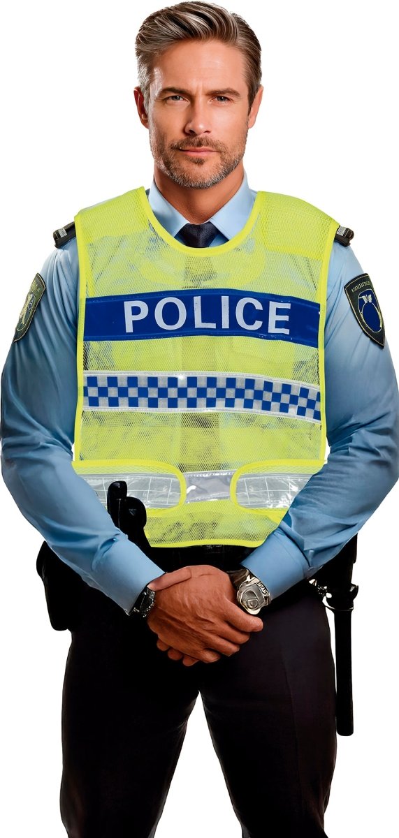 Politie Vest Blauw Geel
