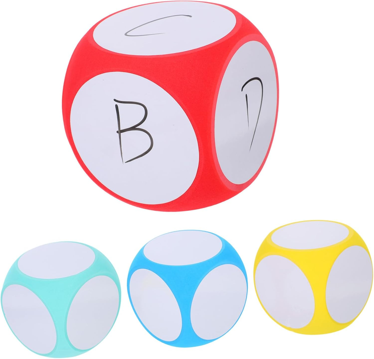 (20-tlg. Set) 10x10cm Beschreibbare Whiteboard Würfel Blanko DIY Spiel Zubehör Party Cube Würfelspiel inkl. Stifte / Schwämme / Ersatz Sticker - Bunt