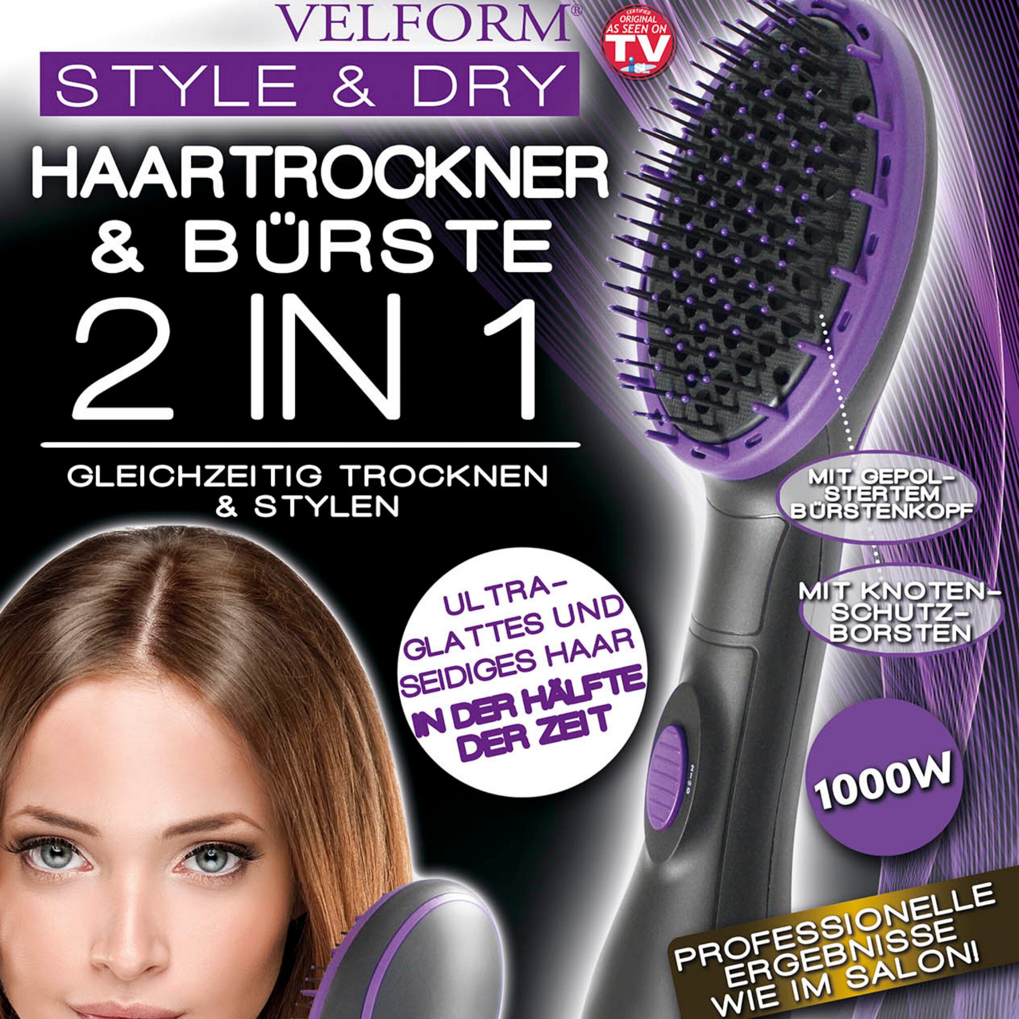 Velform® Warmluftbürste zum Glätten Style & Dry
