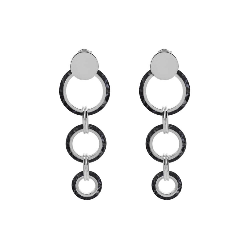 Boucles D'oreilles En Argent Et Acétate écaille Noire