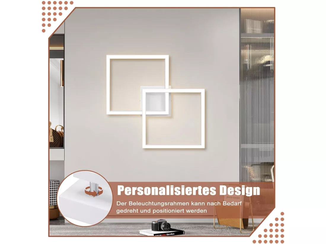 NETTLIFE Plafonnier LED blanc moderne 24W 3000K