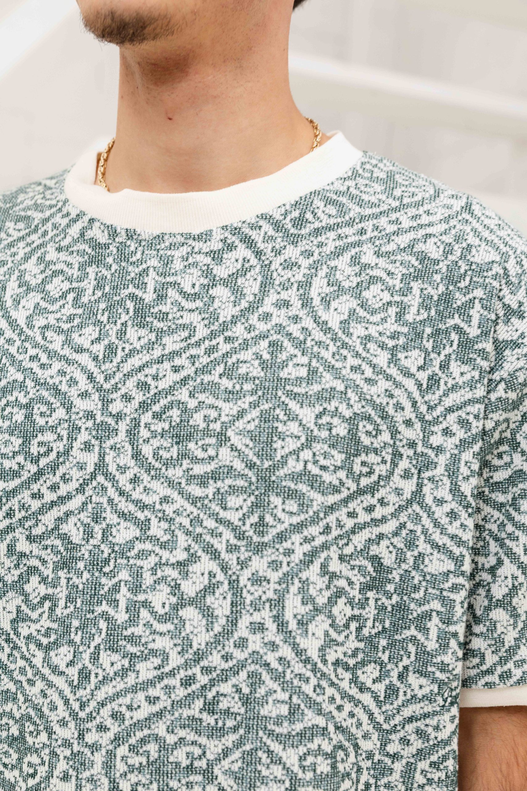 Pure Path Jacquard Set Heren Groen/Wit