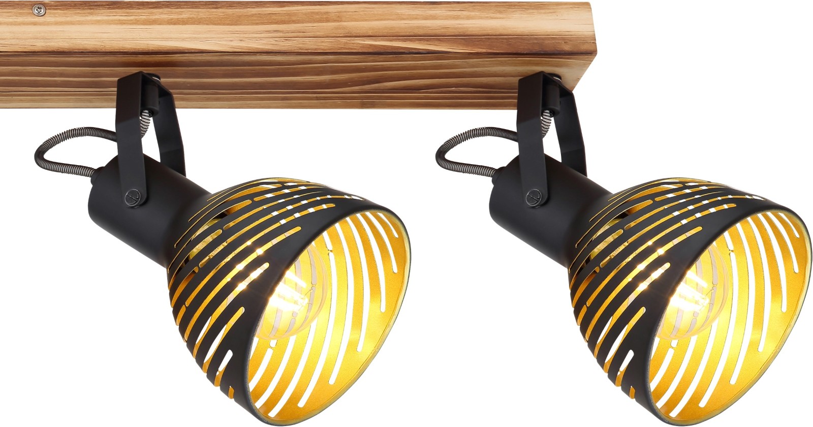 Deckenstrahler - dunkelbraun - gold - Holz - 80 cm