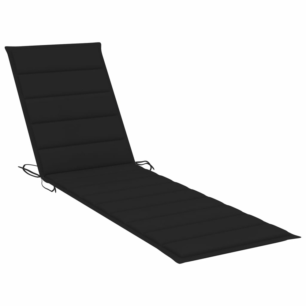Lot de 2 transats chaise longue bain de soleil lit de jardin terrasse meuble d'extérieur avec coussin noir bois de teck solid