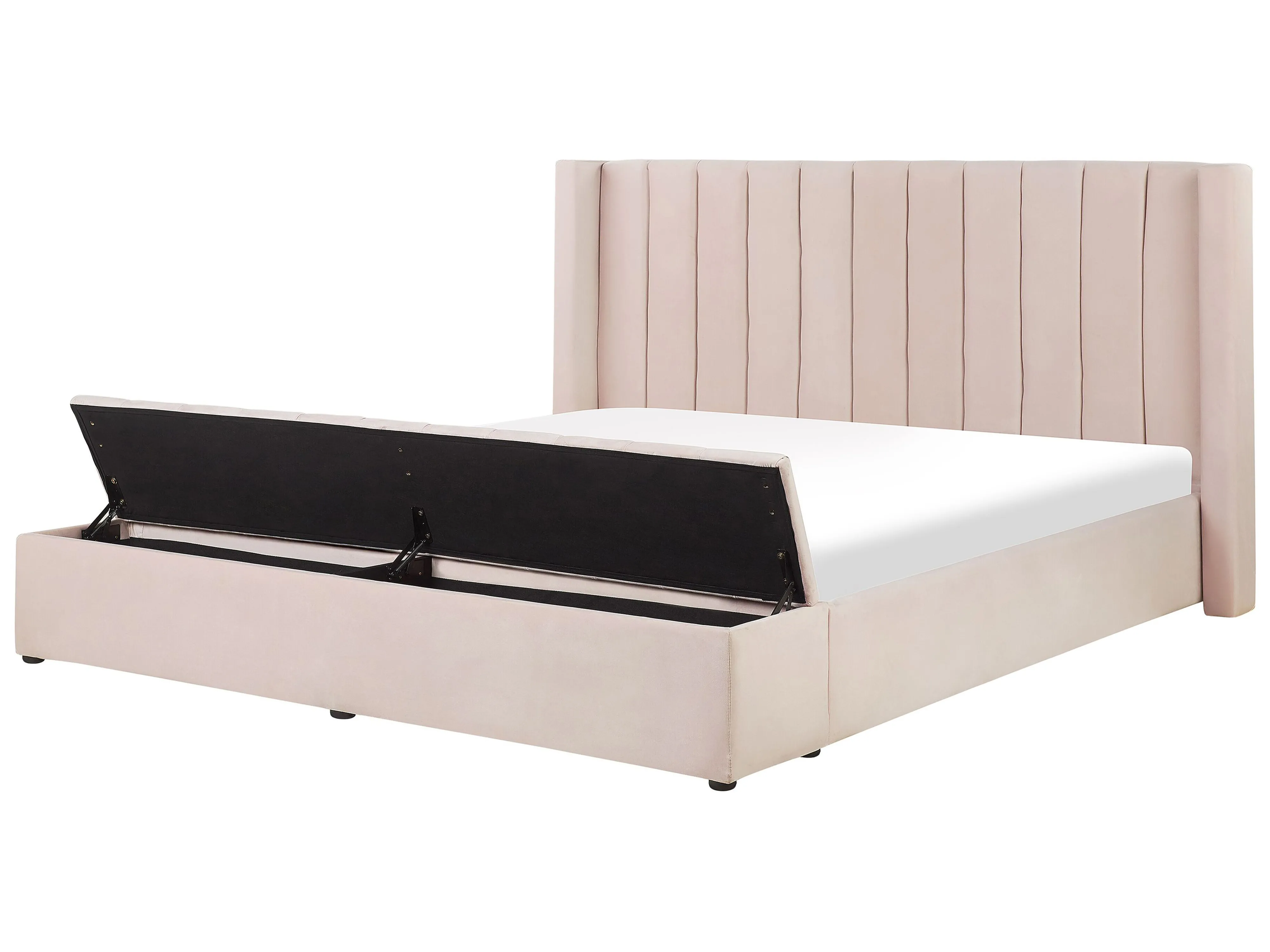 Bed met opbergbankje Fluweel NOYERS 180 x 200 cm Pastelroze