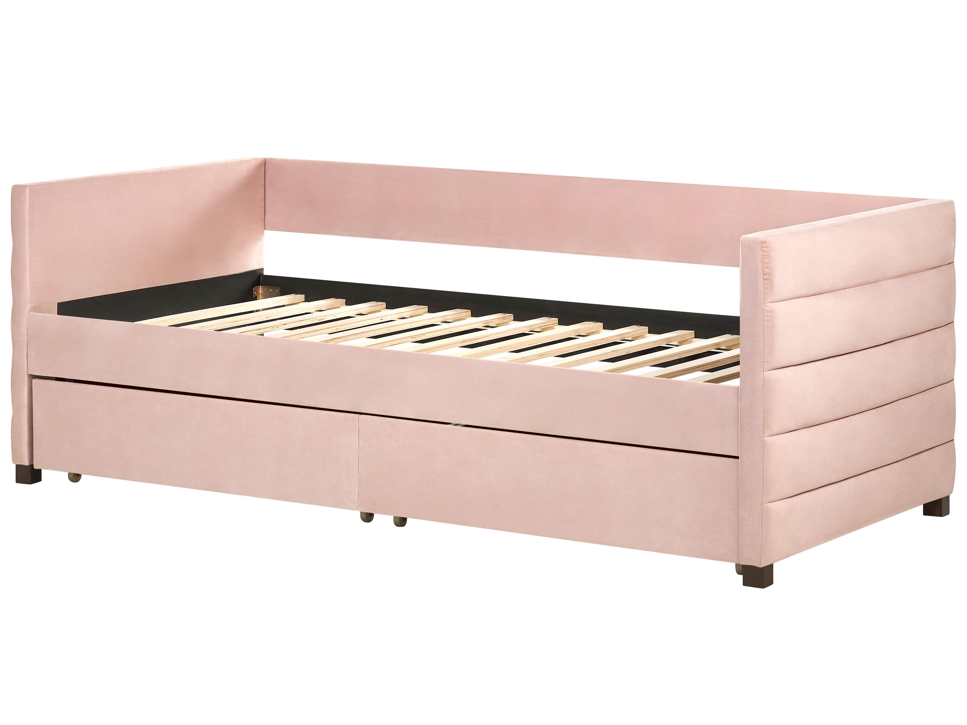 Bedbank met opbergruimte Fluweel MARRAY 90 x 200 cm Pastelroze