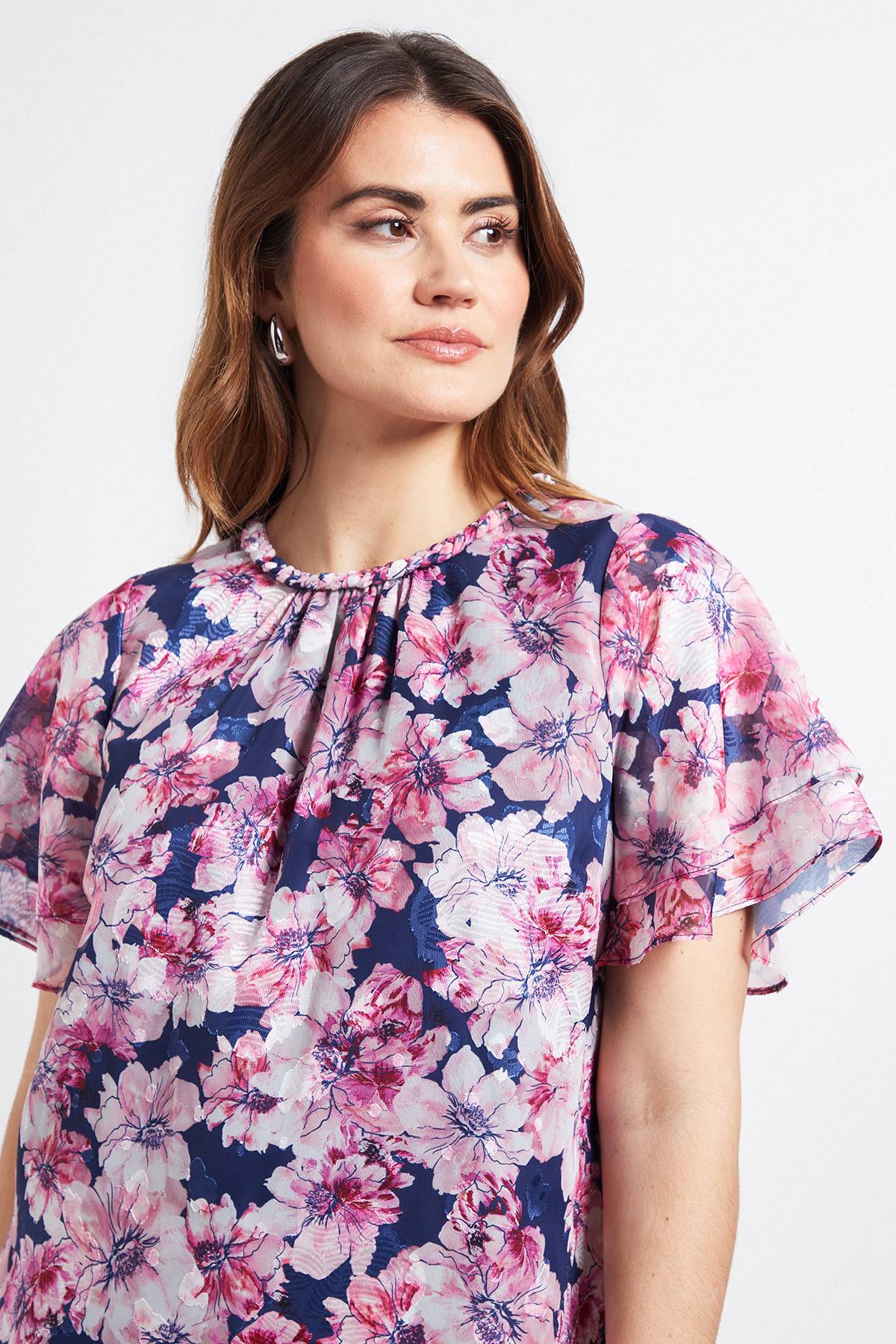 Wallis Robe Droite À Encolure Fleurie