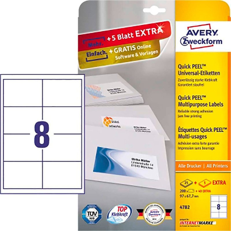 Etiquette universelle, 97 x 67,7 mm, blanc