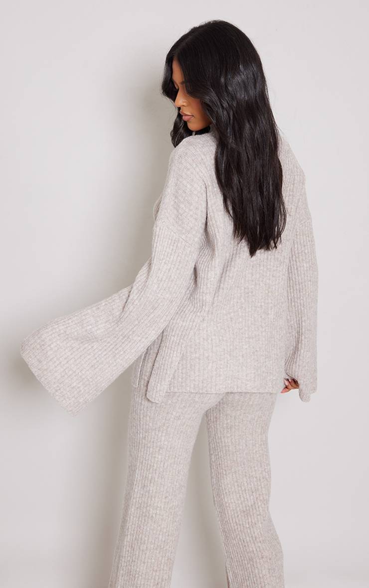 Marron Synthétiquell Oversize En Maille Côtelée Luxe Tall