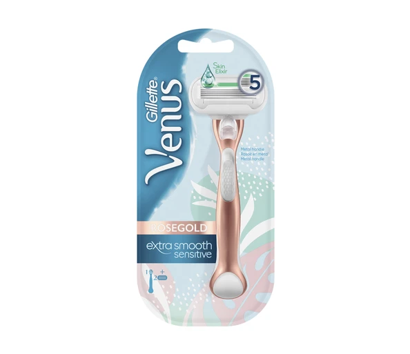 Gillette Venus Extra Smooth Rasierer Roségold   2 Klingen