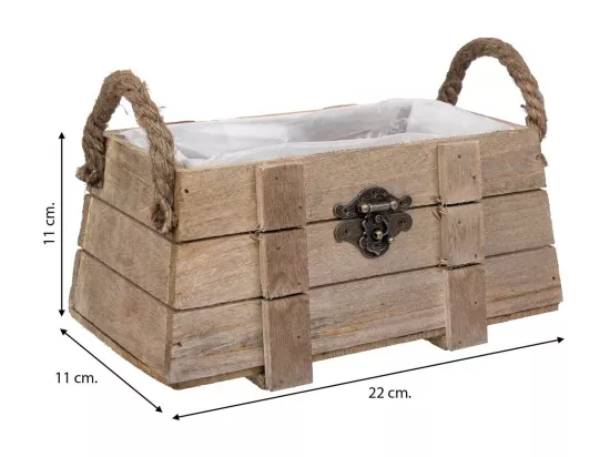 Panier en bois avec poignées marron 22x11x11h