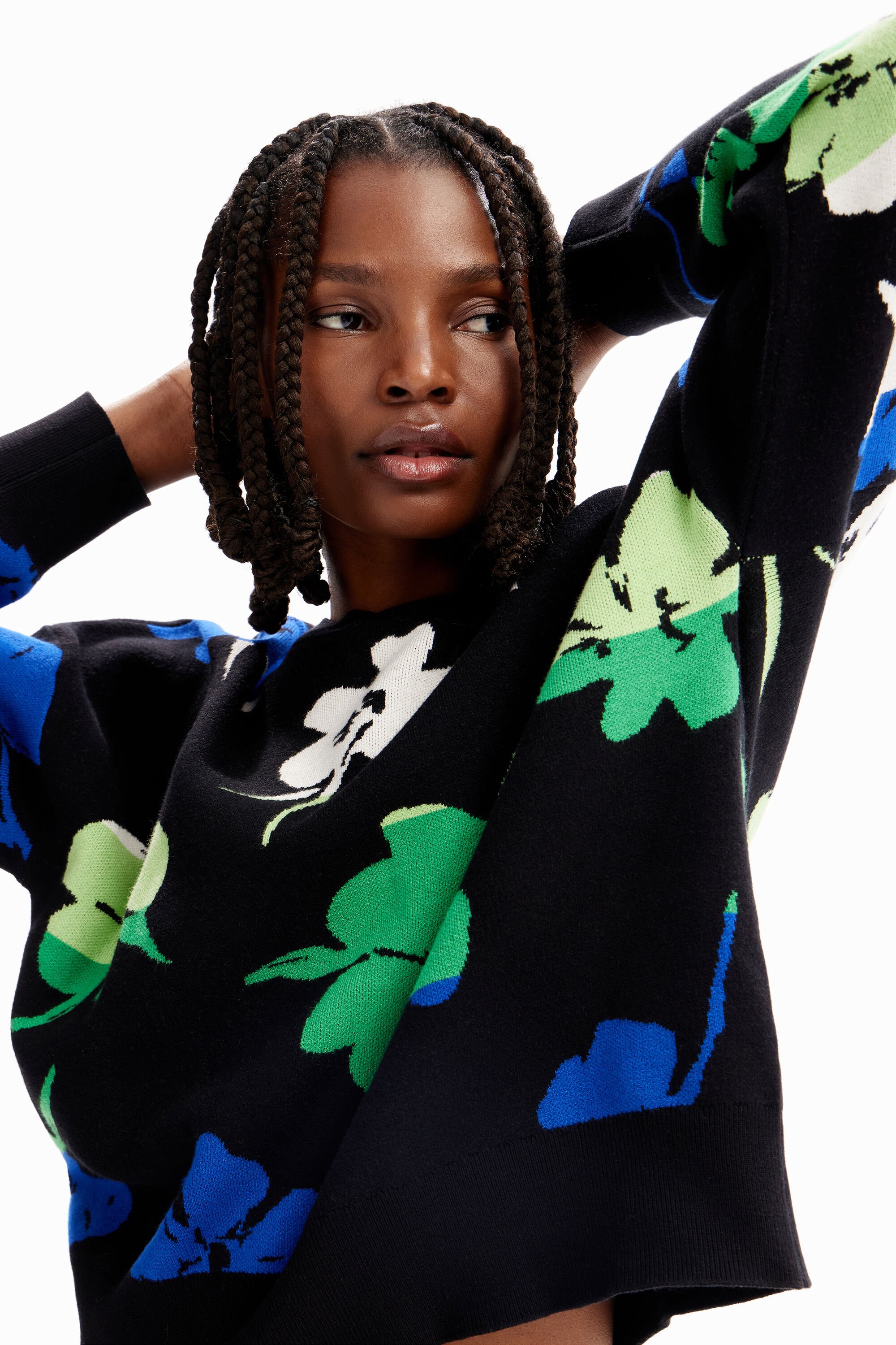 Pull oversize fleurs