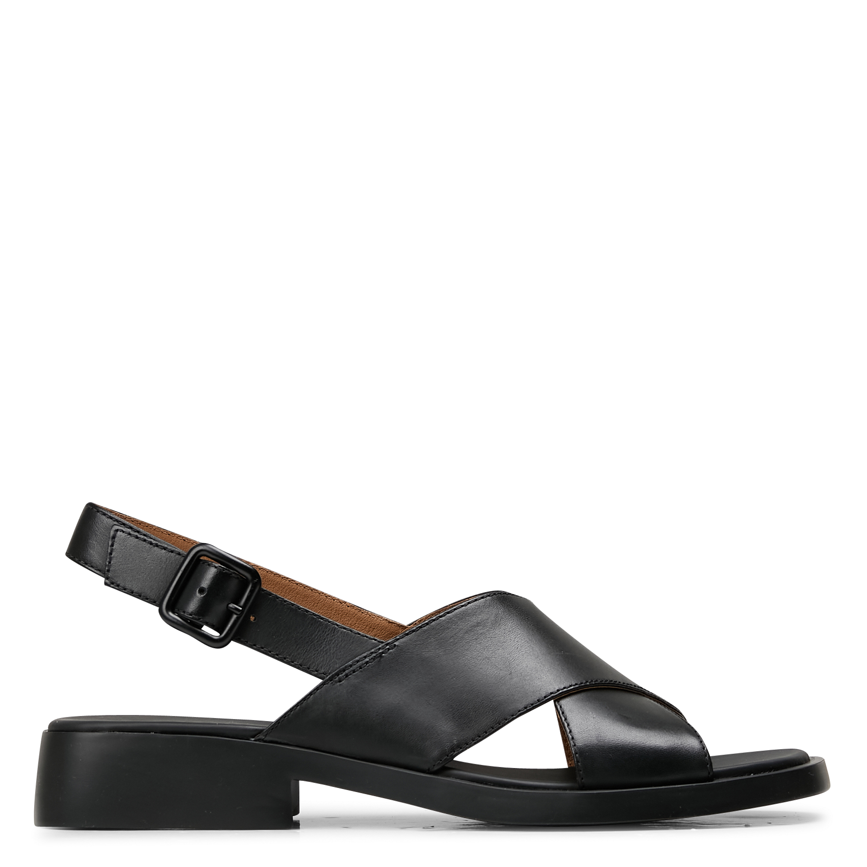 Sandales plates en cuir | Noir