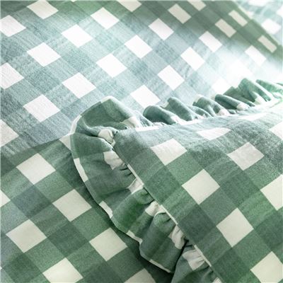 Linge de lit gaze de coton esprit vichy - BECQUET CRÉATION