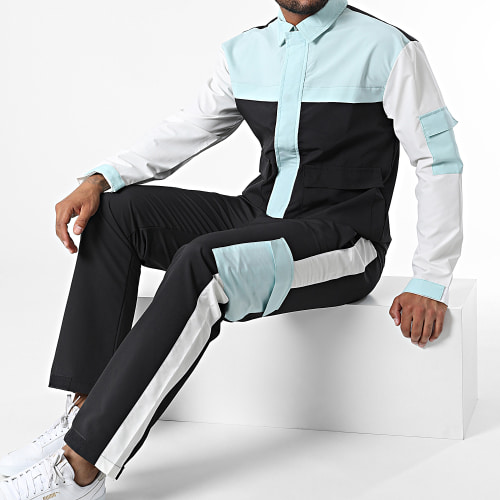 Ensemble Cargo KL-2096 Noir Vert Menthe Blanc