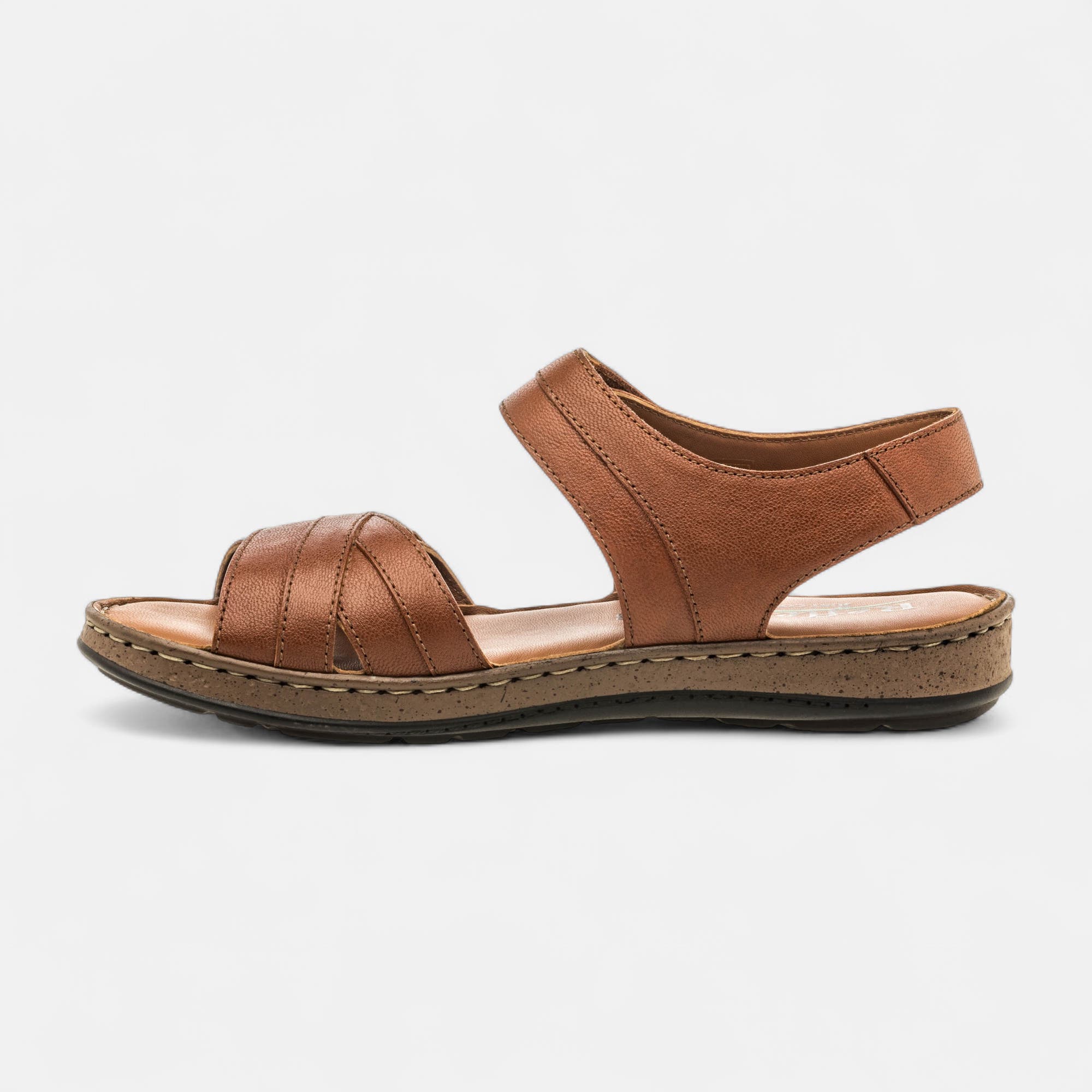 Sandales Femme en cuir cognac