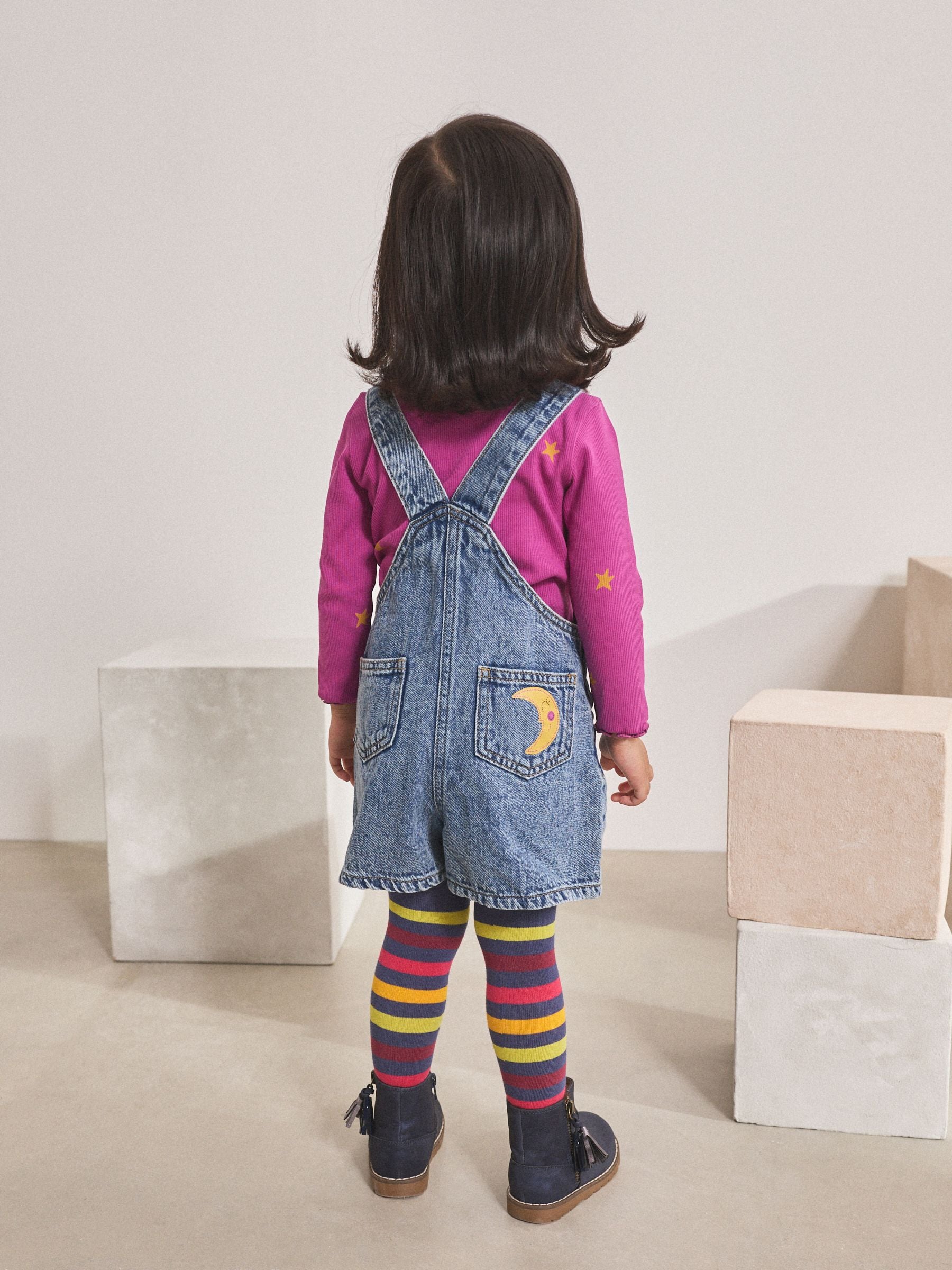 Denim - Set met kosmische tuinbroek (3mnd -7jr)