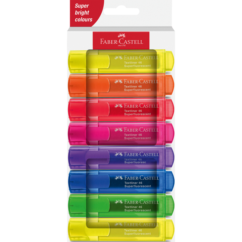 Faber-Castell Leuchtstifte 46 Superfluorescent, 8er Etui, assortiert