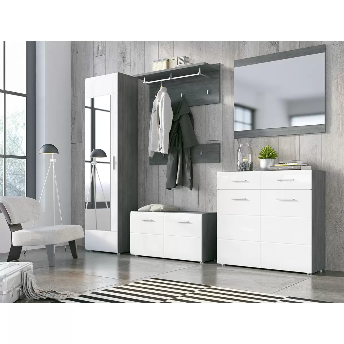 Sitzbank 2T Salve grau,weiss