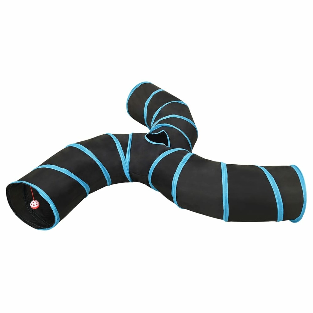 Tunnel pour chats à 3 voies noir et bleu 25 cm polyester