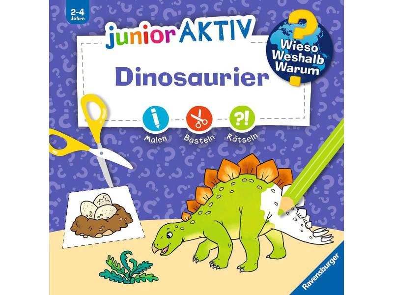 Ravensburger Kinder-Sachbuch WWW junior AKTIV: Dinosaurier Erstes Ausmalen, Rätseln, Schneiden und Kleben