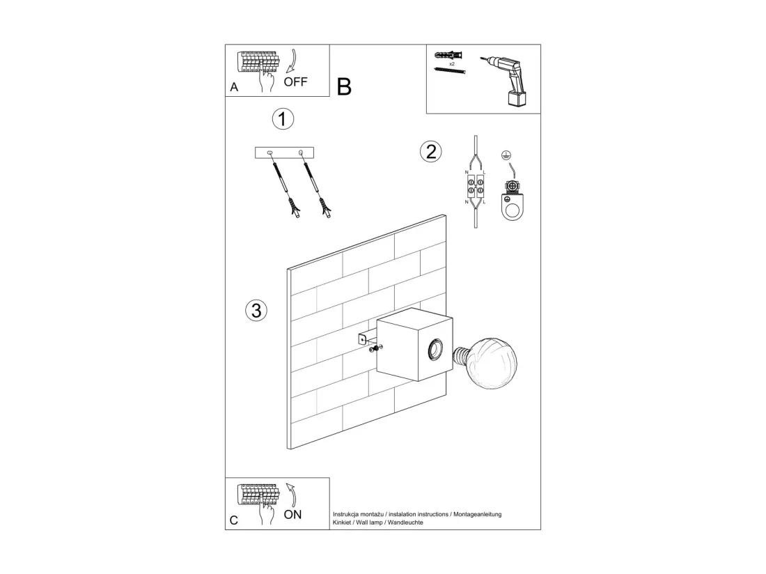 Sollux ARIZ Applique murale carrée à poser en bois naturel E27