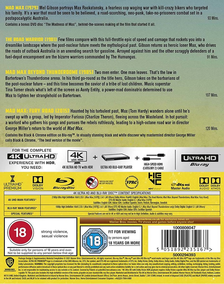 Mad Max Anthology (10-disc) (4K UHD & Blu-ray)
