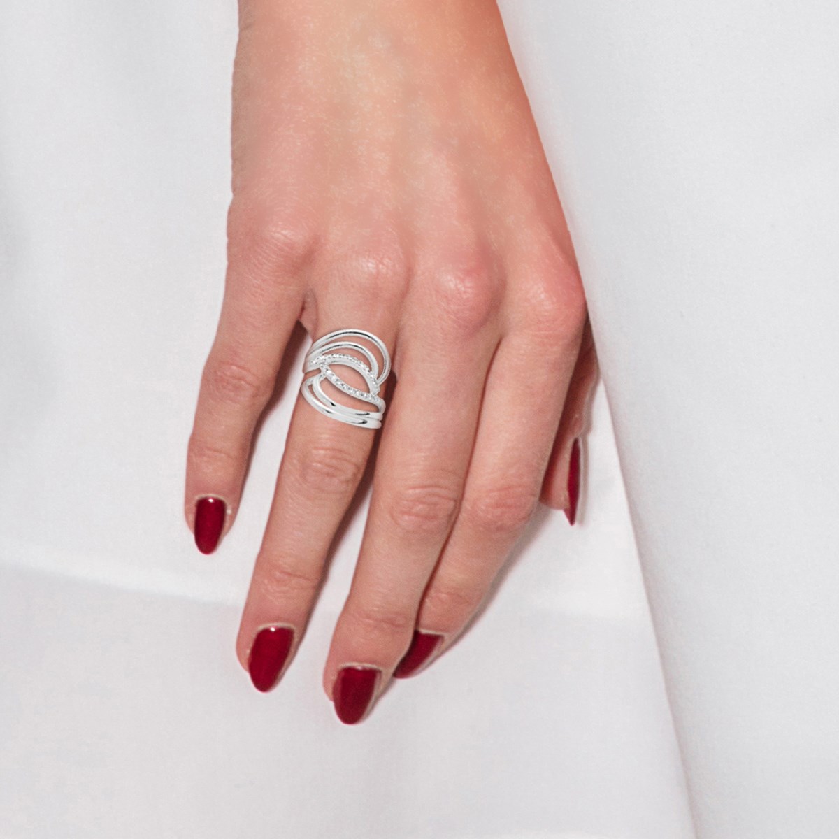 Bague Volutes Diamants 0,20 Cts Or Blanc