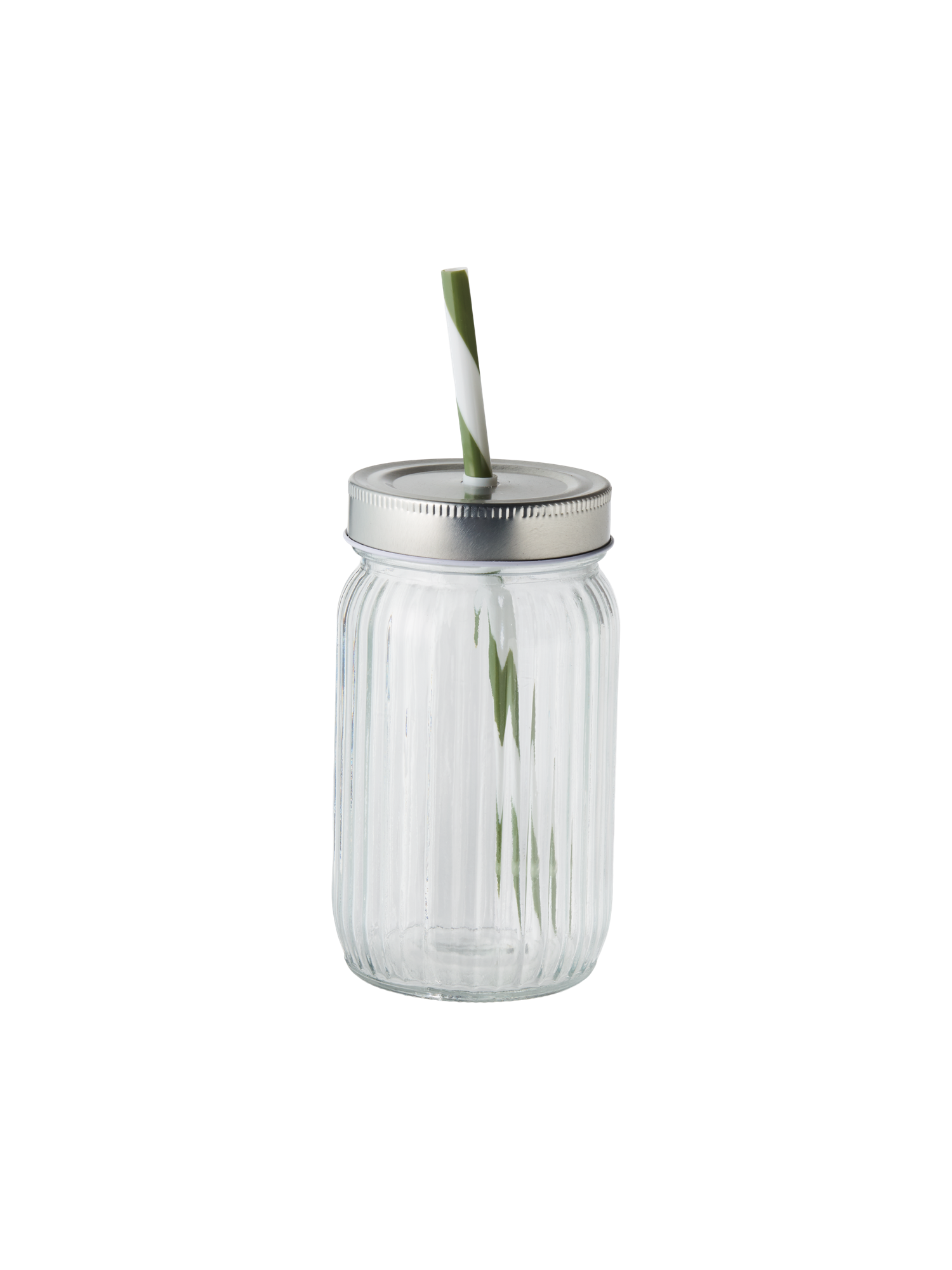 Glas med sugerør | Glas/metal/polypropylen. Ø7,8 x 13,5 cm. | Moss Green