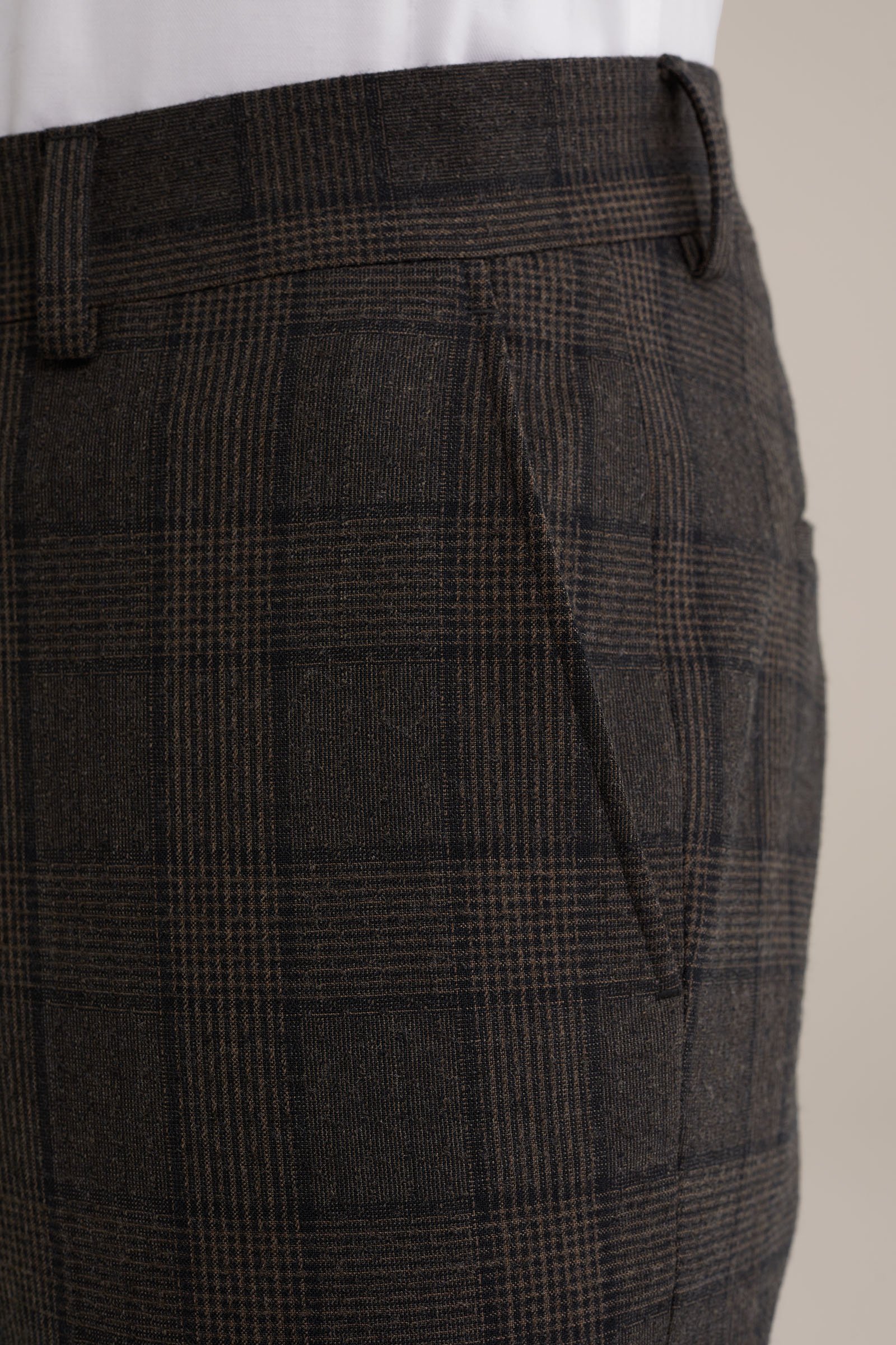 premium wol mix pantalon met ruitdessin Van Gils Bruin