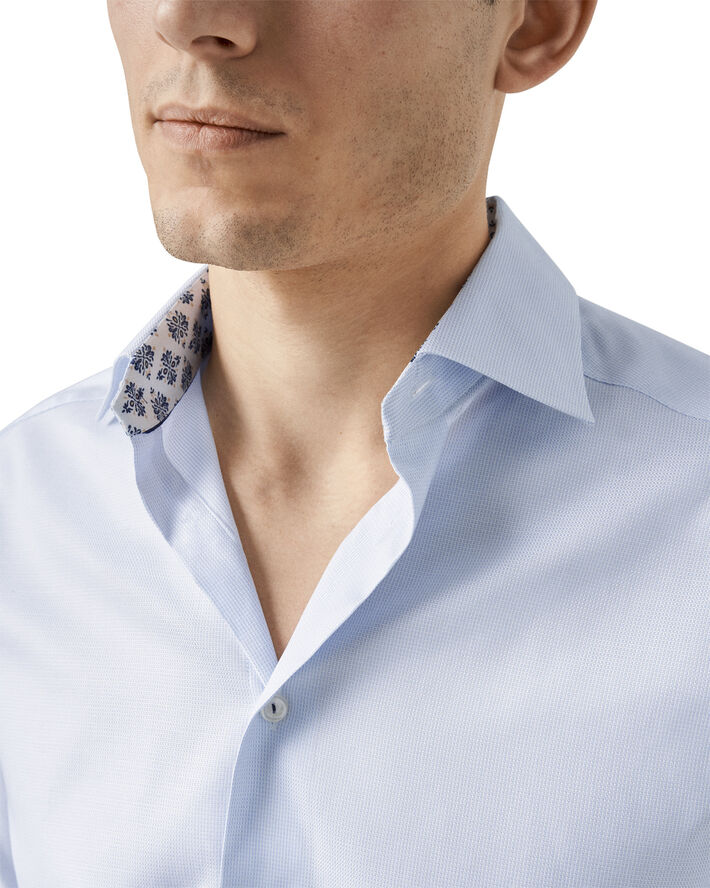 ETON Cont. Fit Light Blue Cotton & Tencell Lyocell Shirt Lyseblå