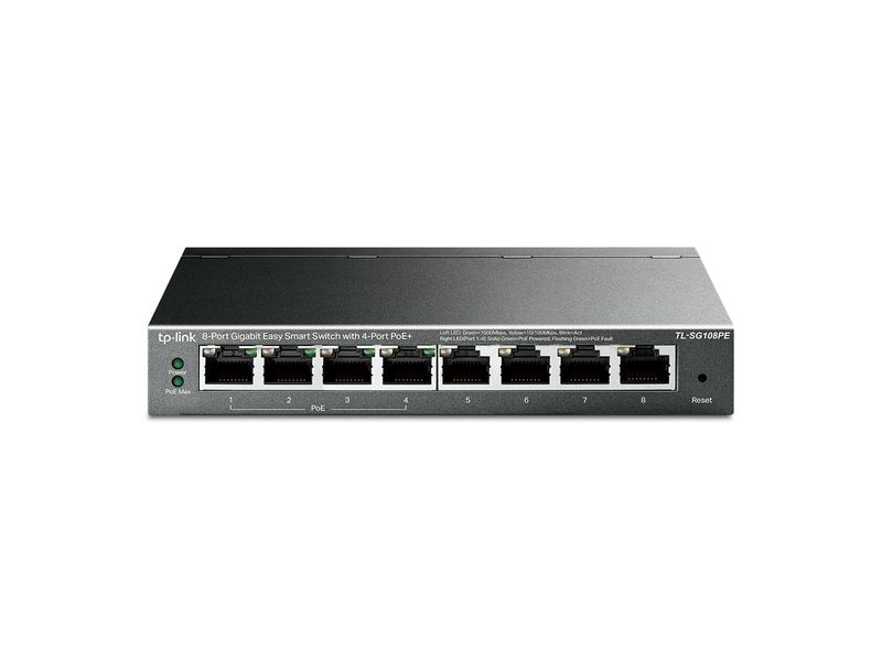 TP-Link PoE  Switch TL-SG108PE 8 Port 8-Port Gigabit Easy Smart Switch mit 4-Port PoE