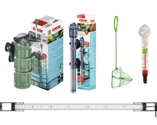 EHEIM aquaproLED 180 aquariumset met LED-verlichting, filter, verwarming, thermometer en net (zonder kast), wit, ca. 180 L, 100 x 45 x 40 cm