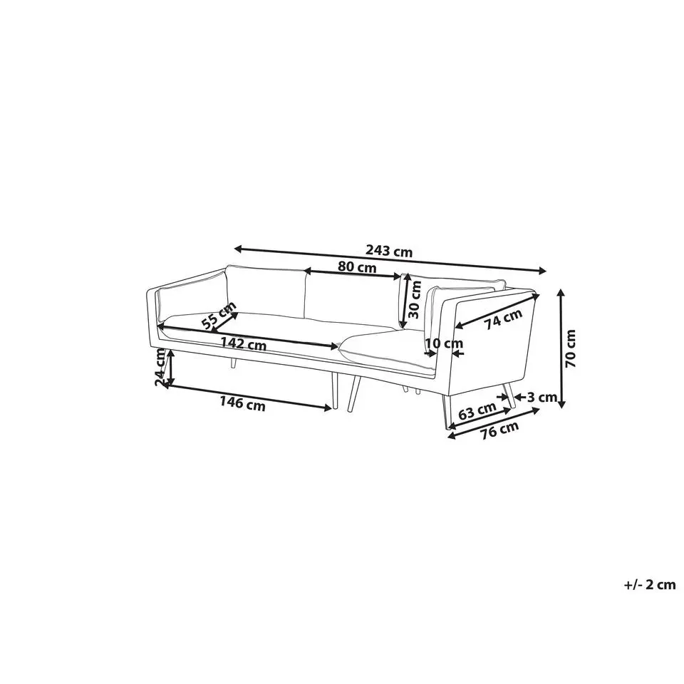 LORETELLO - Loungebank 3-zits - Grijs - Links - Polyester