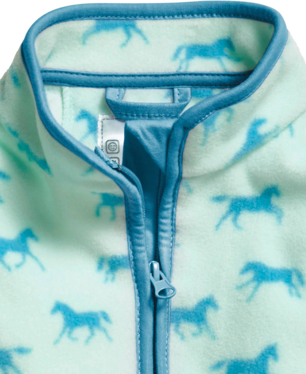 Playshoes fleece vest met all over paarden print turquoise