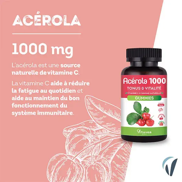 Vitavea Acerola 1000mg Vitamina C Energia e Vitalidade 30 gomas