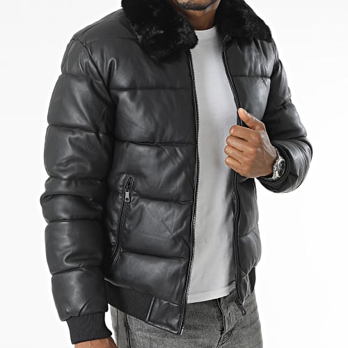 Doudoune Col Fourrure Noir