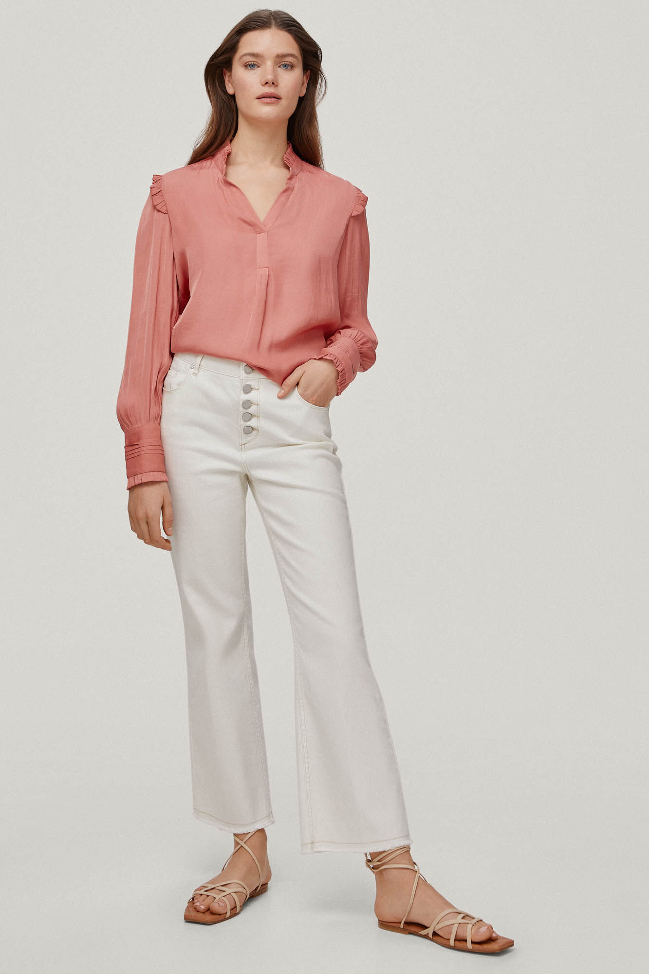 Blusa fluida com babados - Rosa