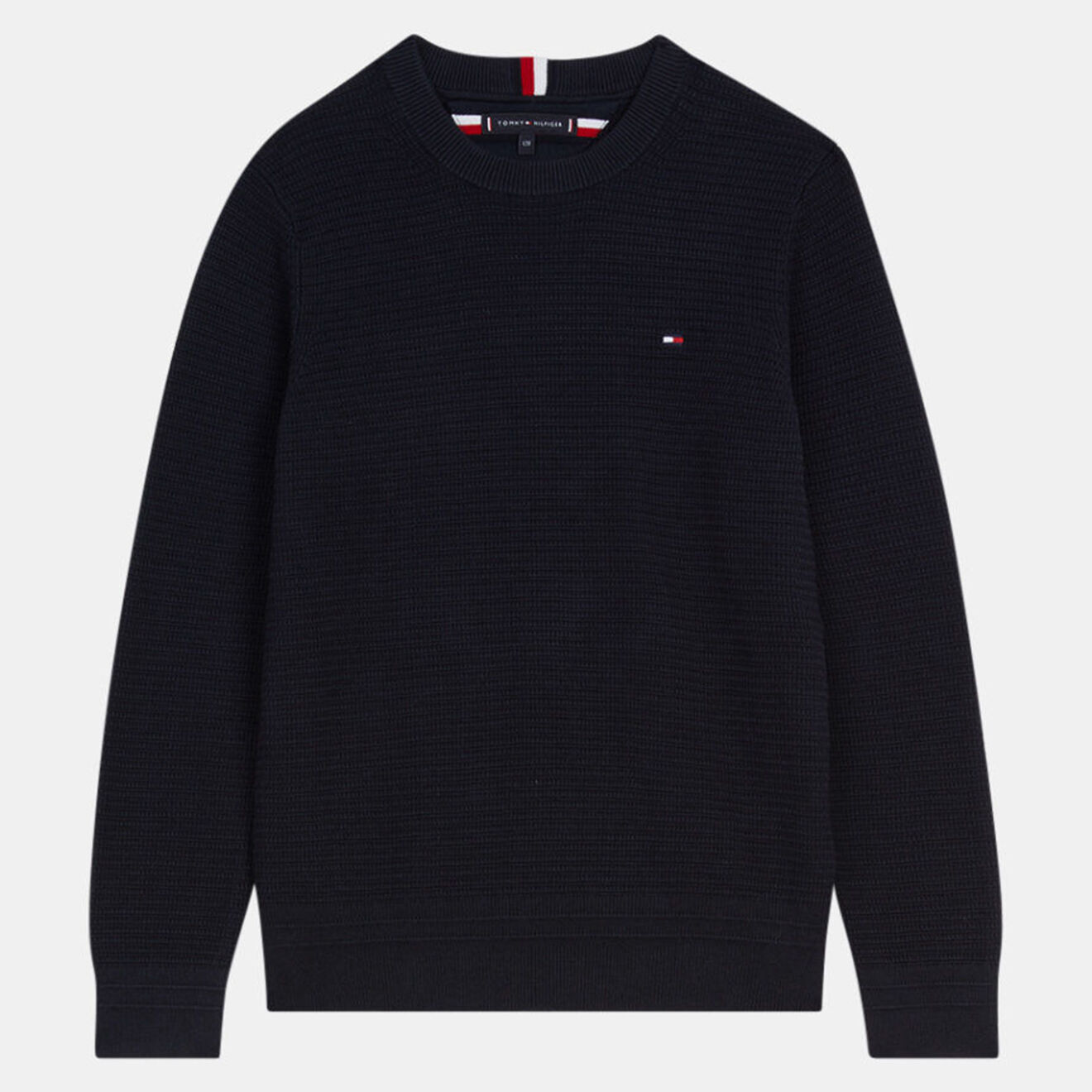 Tommy Hilfiger Pull en Maille de Coton bio tissé bleu marine