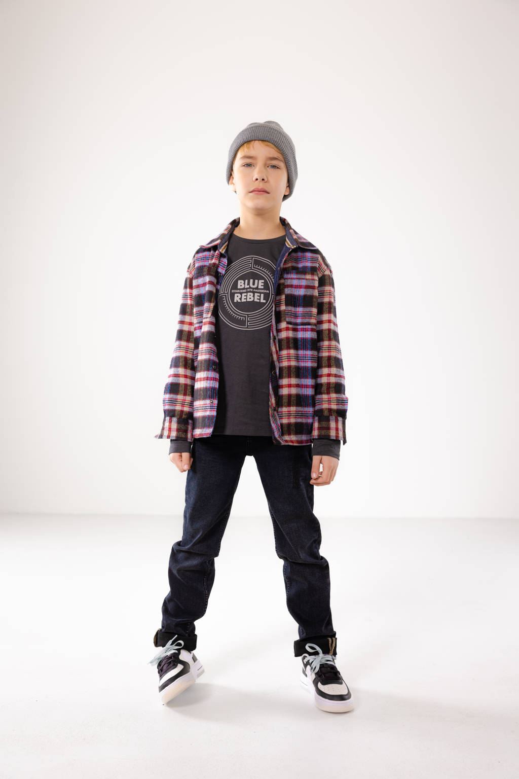 Blue Rebel longsleeve Karsten met printopdruk donkergrijs/ecru