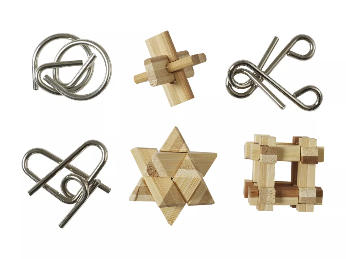 Coffret Casse Tete Bois Et Metal X6