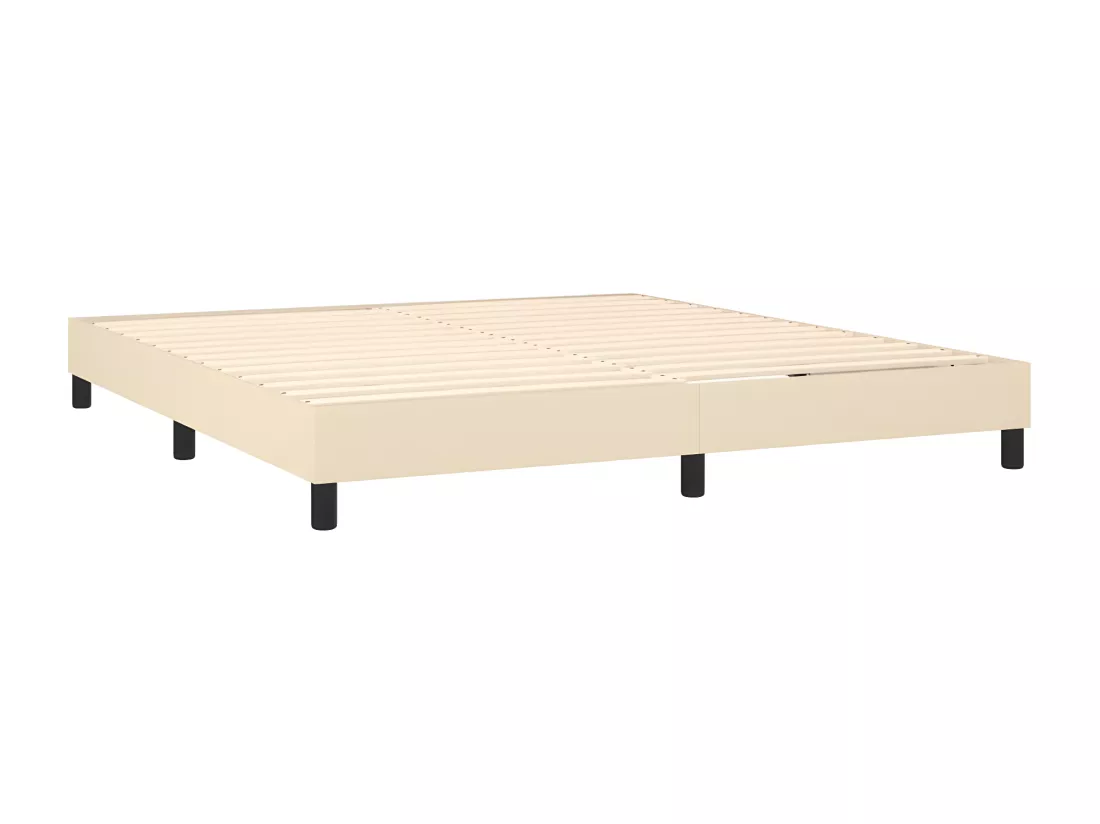 Sommier tapissier avec matelas et LED Crème 160x200 cm Tissu