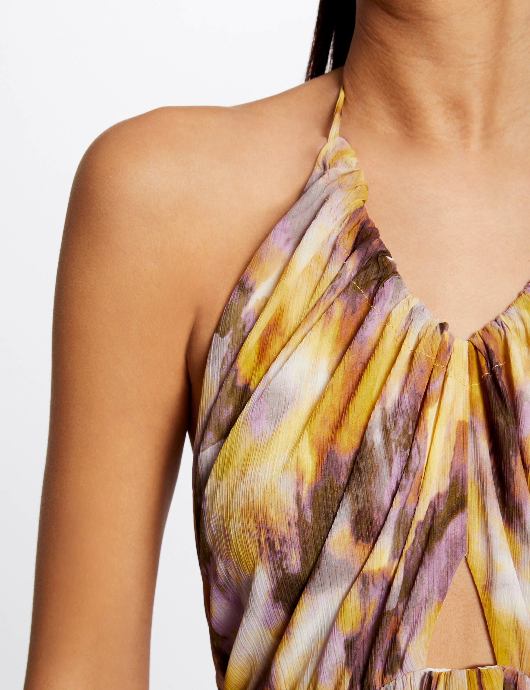 Robe longue évasée imprimé abstrait multico femme - multico