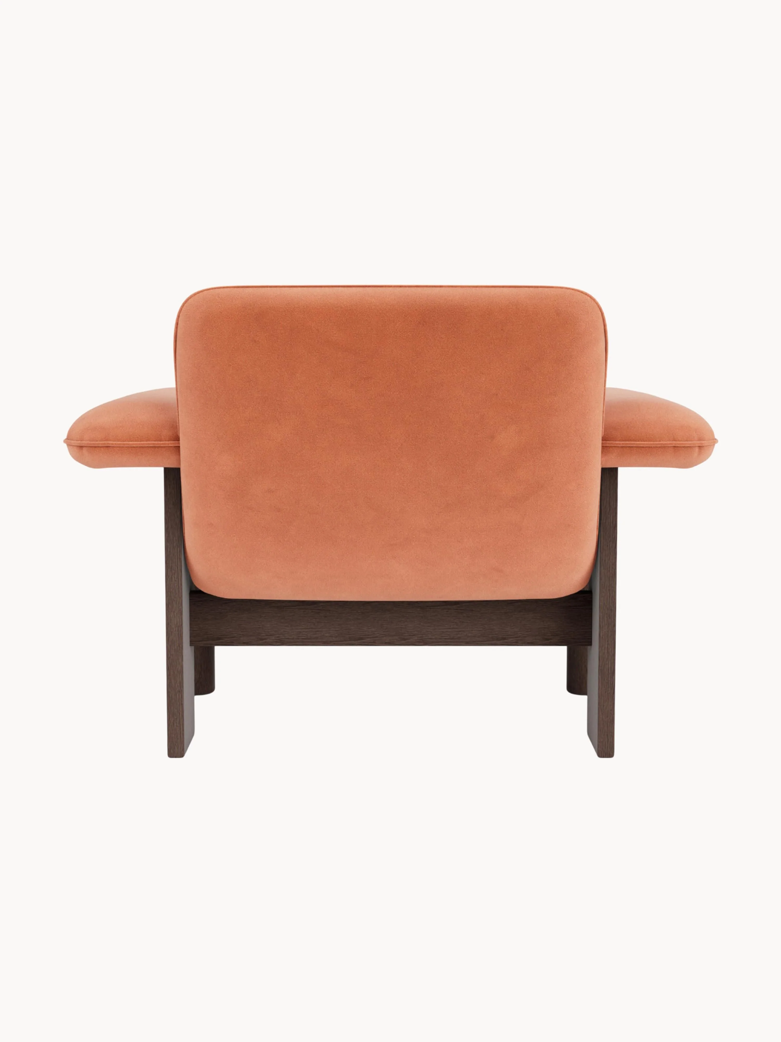 Fluwelen lounge fauteuil Brasilia van eikenhout