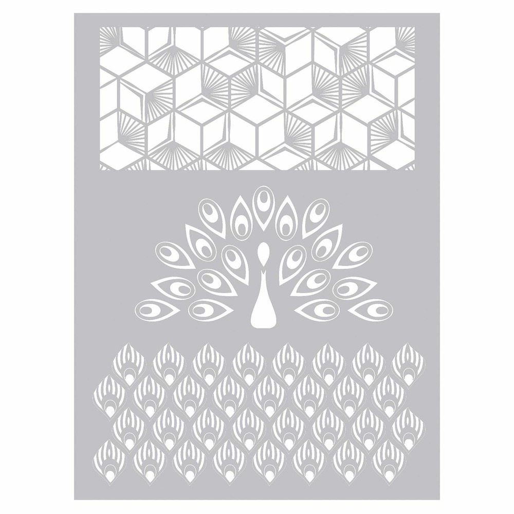 Pochoir pâte polymère paon 15,3 x 11,4 cm